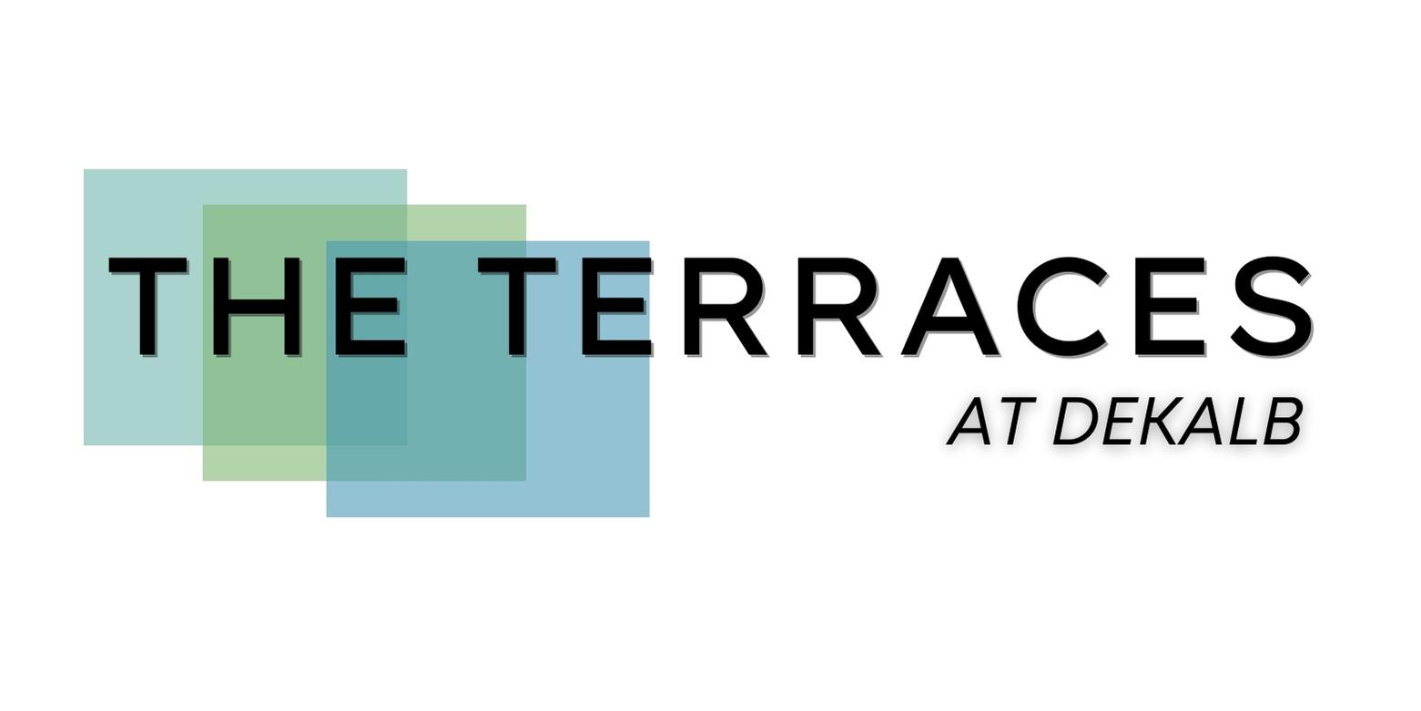 A logo with the text "The Terraces at DeKalb" in black font on a white background.